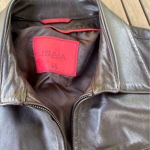 Beautiful Isaiah chocolate leather waist length jacket.